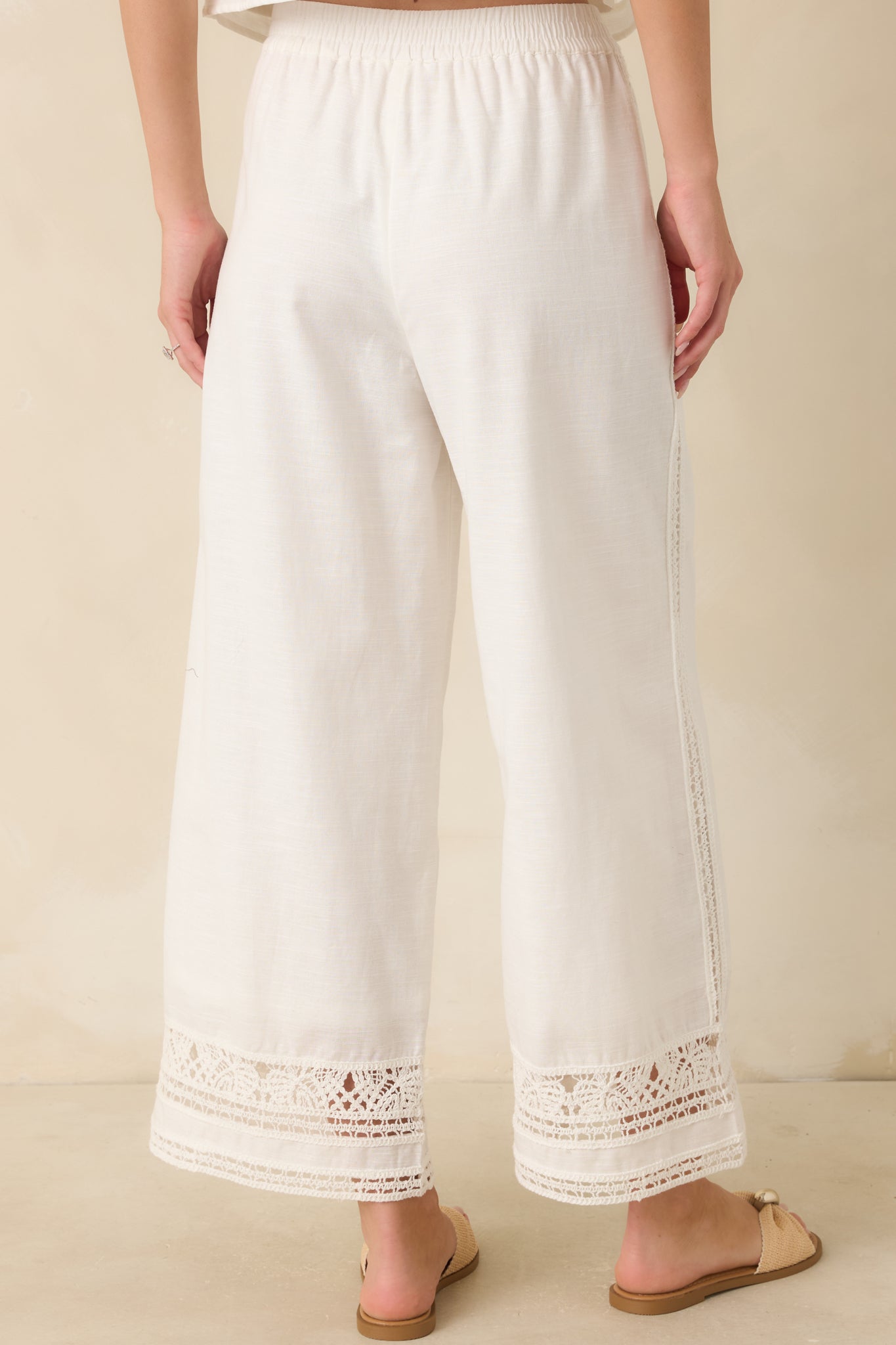 Z Supply Scout White Cotton Linen Embroidered Pants