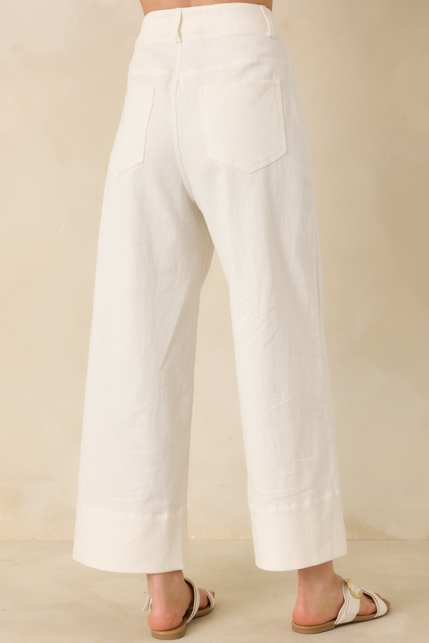Bright Forecast White Cotton Wide Leg Pants