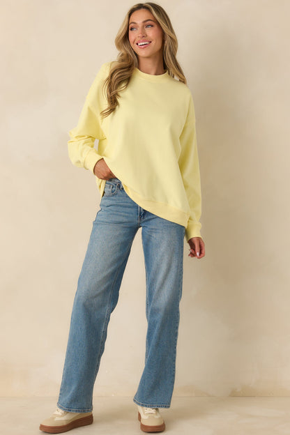 Radiant Vibes Yellow Crewneck Sweatshirt