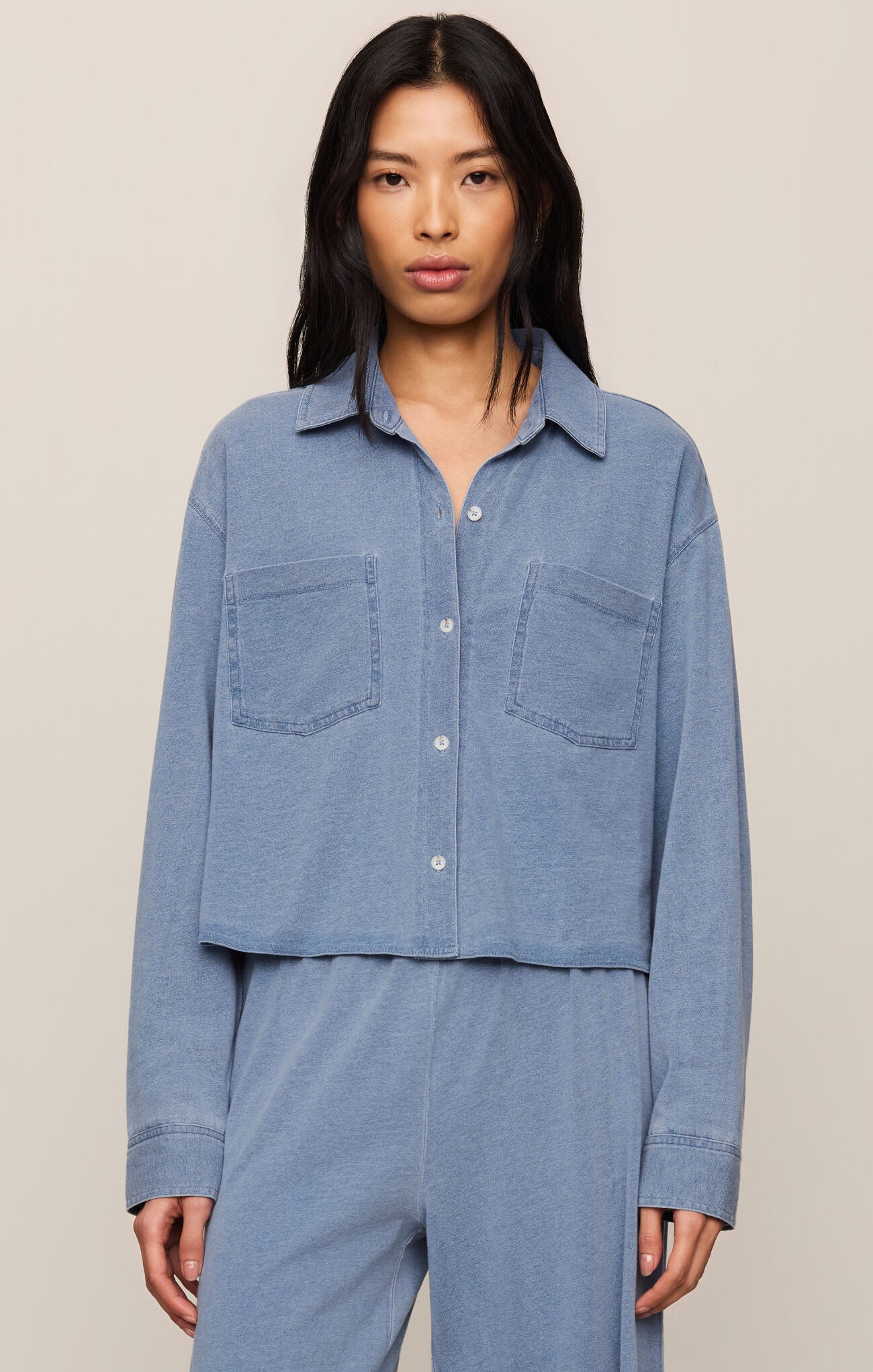 Cropped Reese Denim Button Up