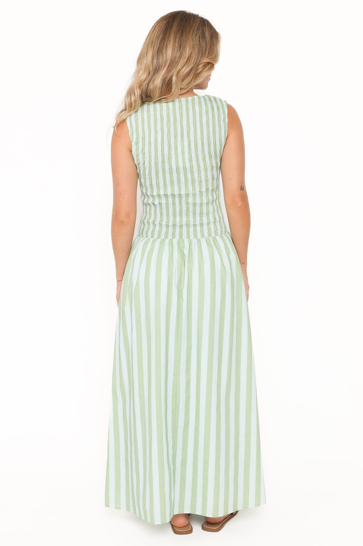 Maleny Maxi Dress - Blue/Green Stripe