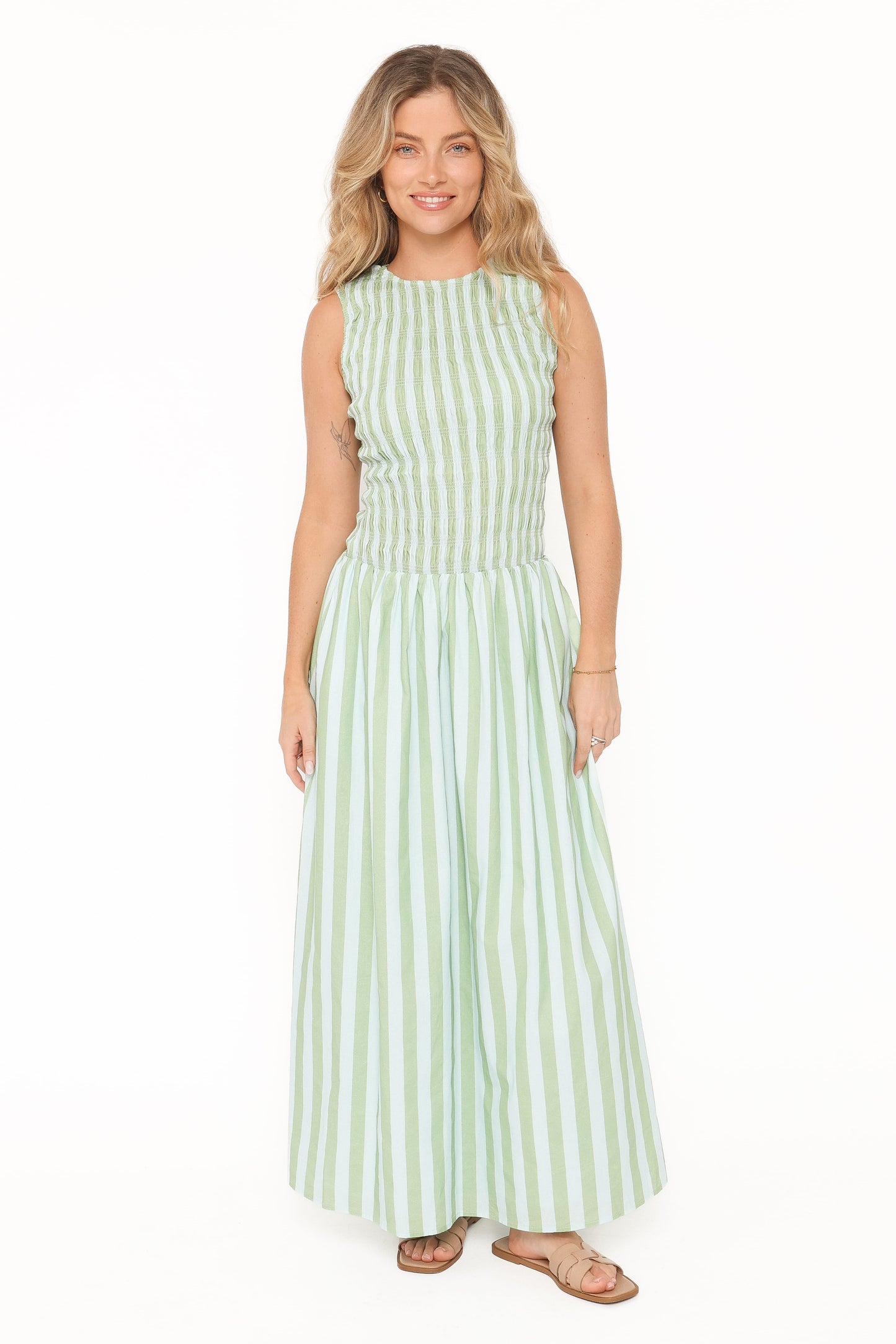 Maleny Maxi Dress - Blue/Green Stripe