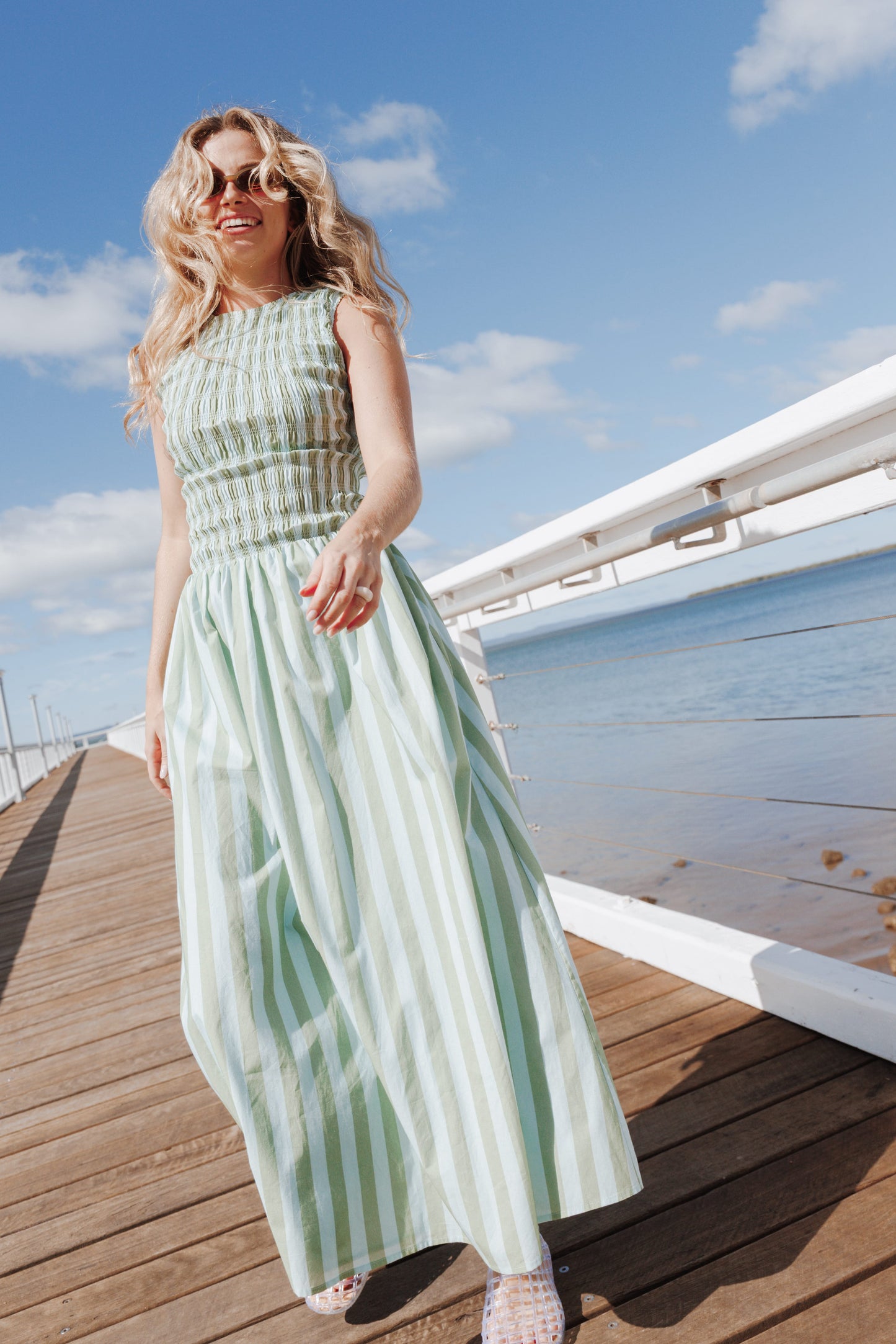 Maleny Maxi Dress - Blue/Green Stripe
