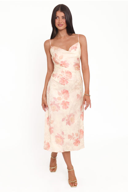 Sandrine Midi Dress - Pink Floral