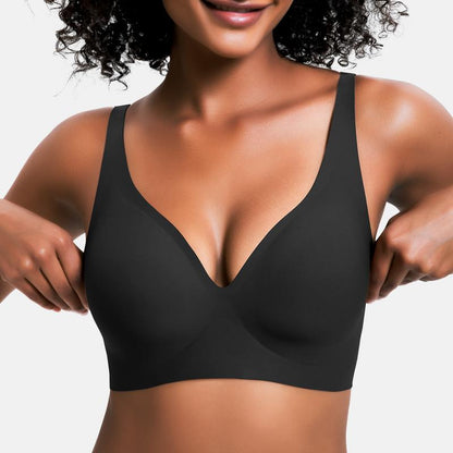 💜💜Jelly Wireless Womens Comfortable Wireless Bras Push Up Bralettes Seamless Tshirts Bras Deep V Everyday Bras