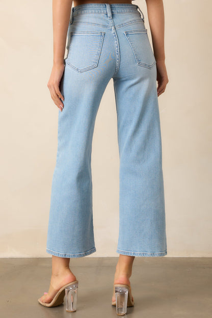 Into The Clouds Light Wash Cropped Wide Leg Jeans