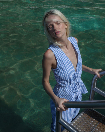 Lila Top Blue Gingham