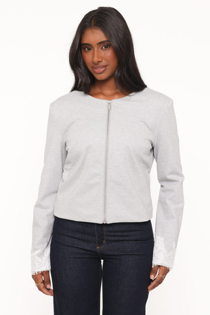 Cinzia Cropped Ponte Jacket - Heather Grey