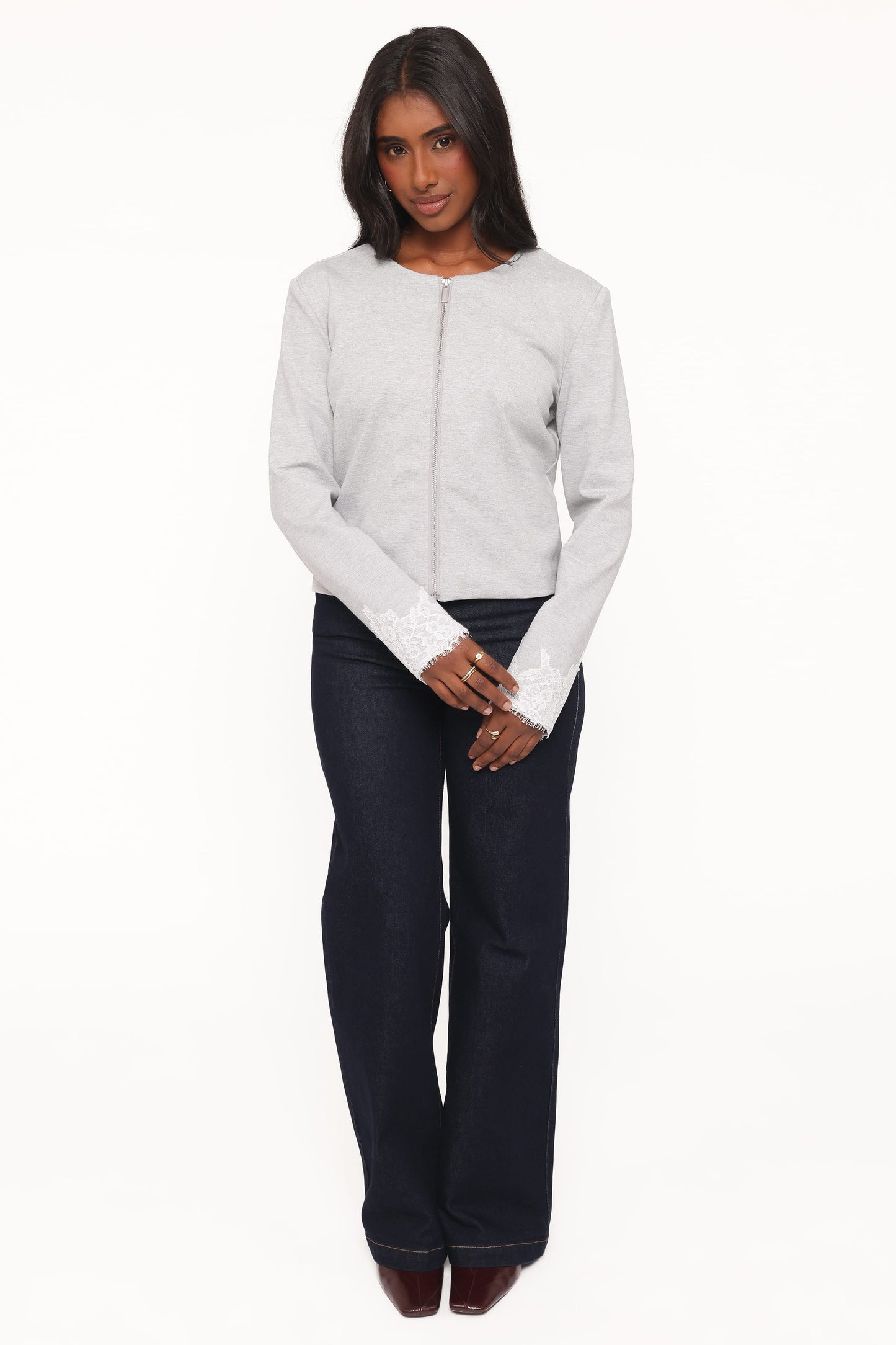 Cinzia Cropped Ponte Jacket - Heather Grey
