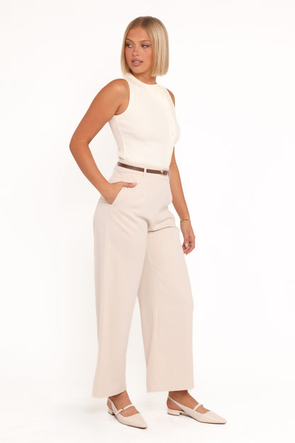 Ceres Belted Wide Leg Pant - Stone