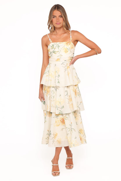 Bernadette Midi Dress - Yellow Floral