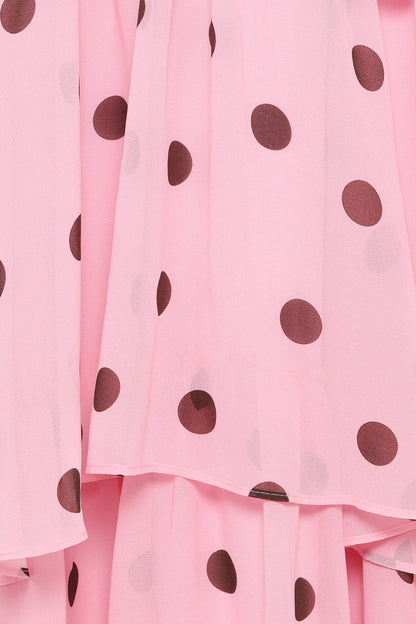 Chasity Halterneck Maxi Dress - Pink Polka Dot