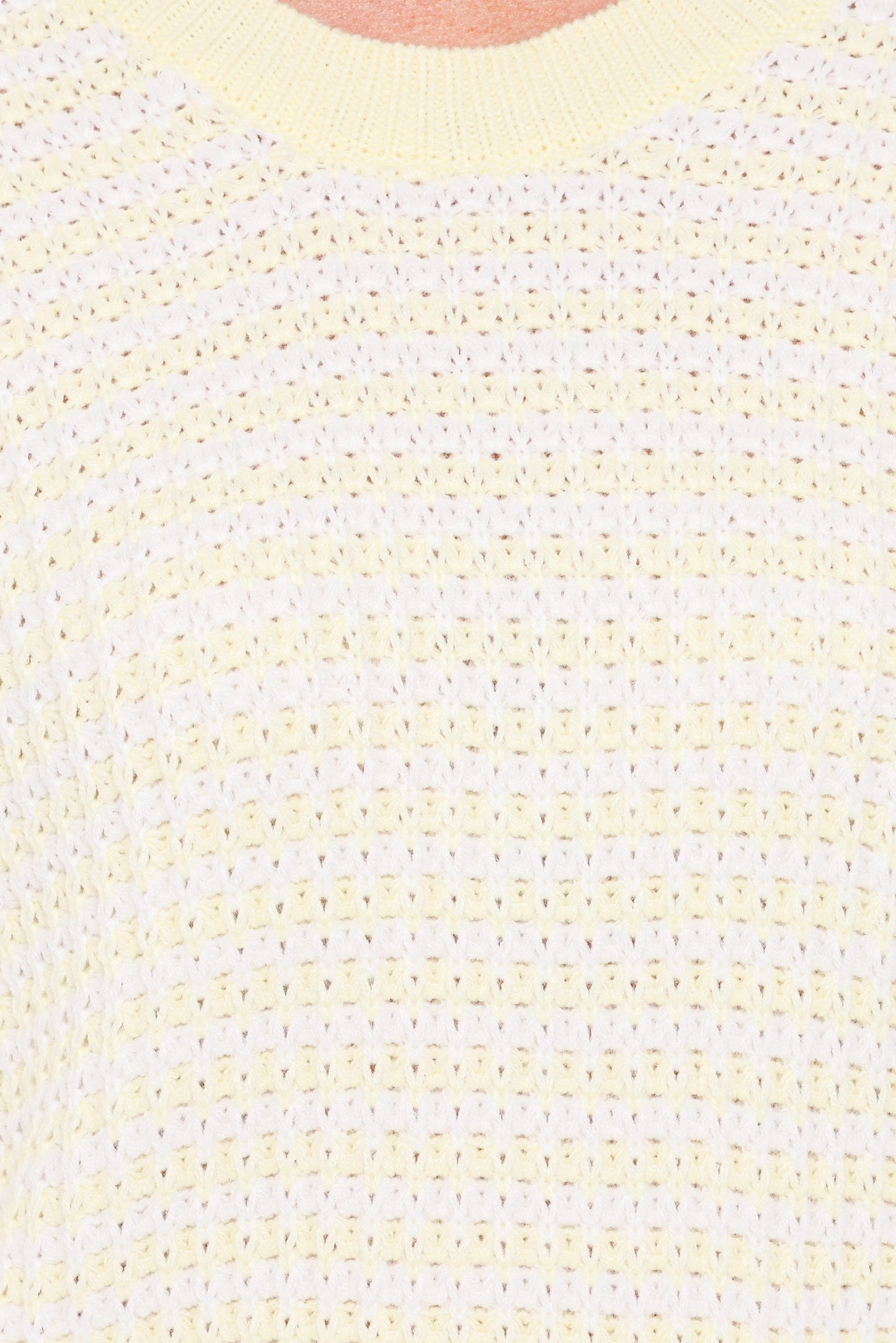 Becca Crewneck Waffle Stitch Stripe Knit Sweater - Butter Yellow