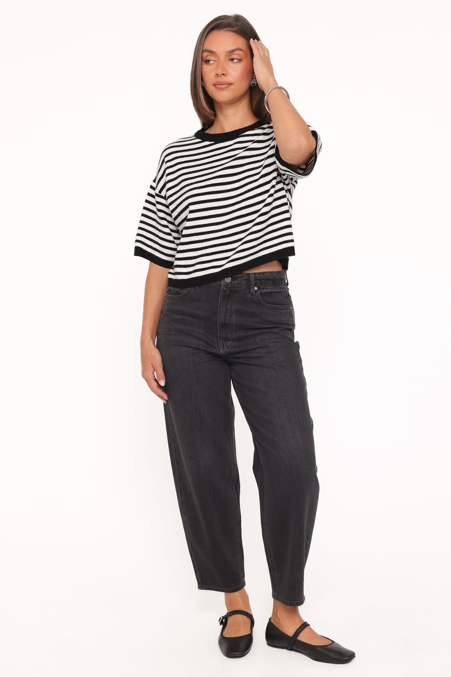Ceres Knitted Tee - Black/White