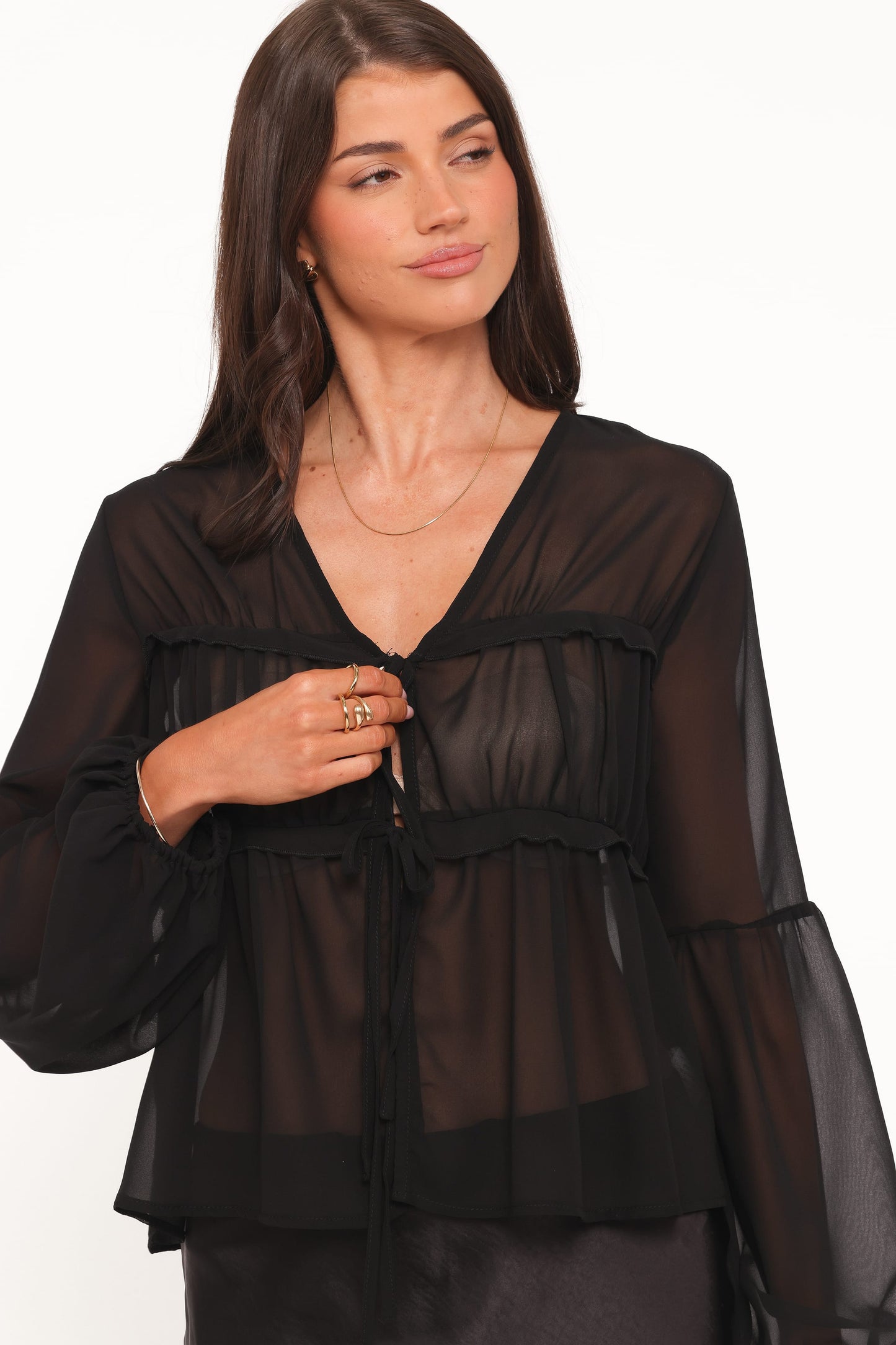Chiaro Sheer Top - Black