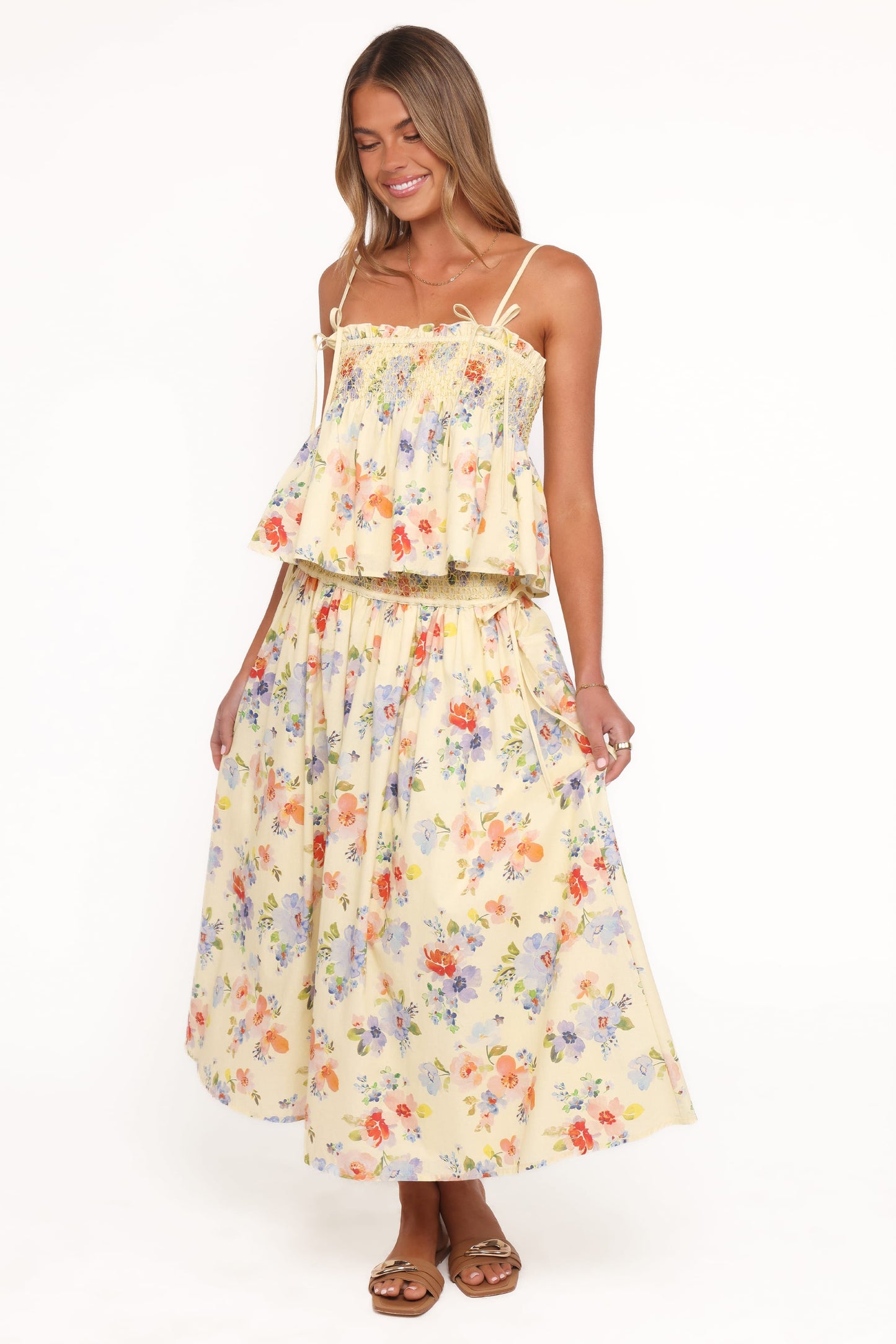 Cosima Baby Doll Top - Yellow Floral