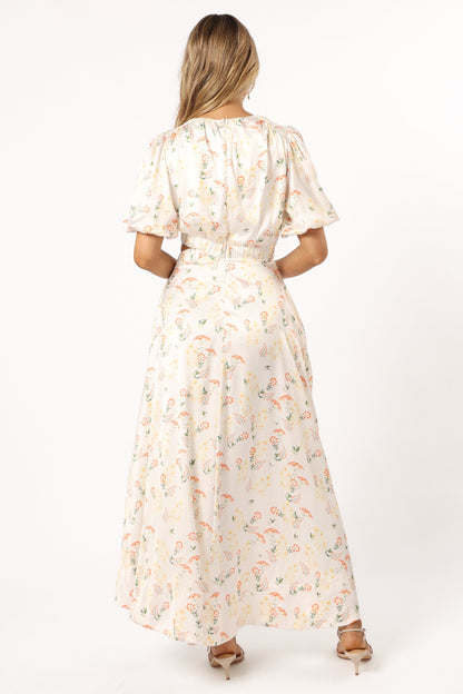 Aminah Puff Sleeve Dress - Yellow Floral