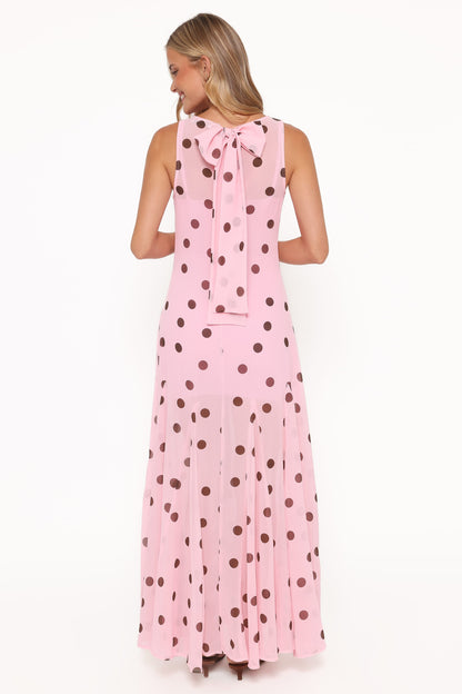 Keani Maxi Dress - Pink Polka Dot