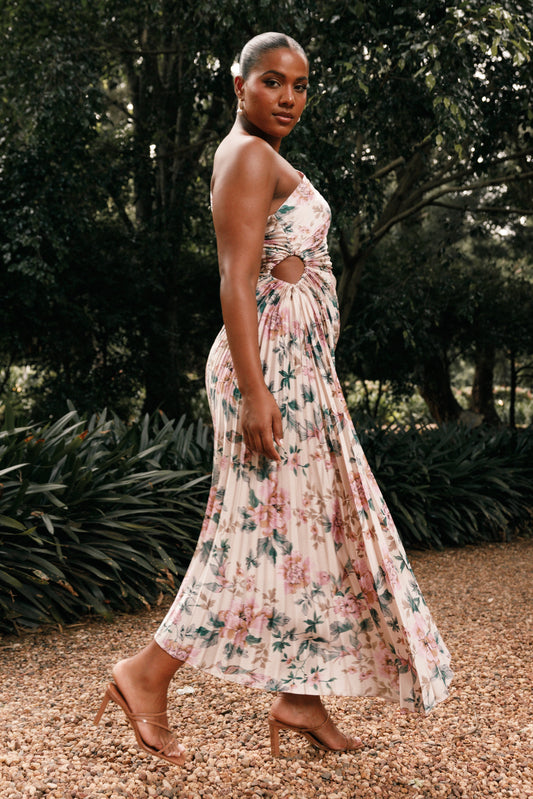 Kleo One Shoulder Maxi Dress - Pink Floral