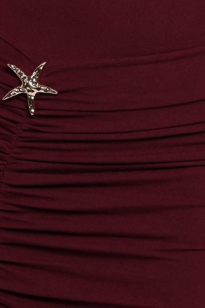 Sandara Off Shoulder Maxi Dress - Burgundy