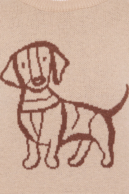 Amber Dachshund Sweater - Beige