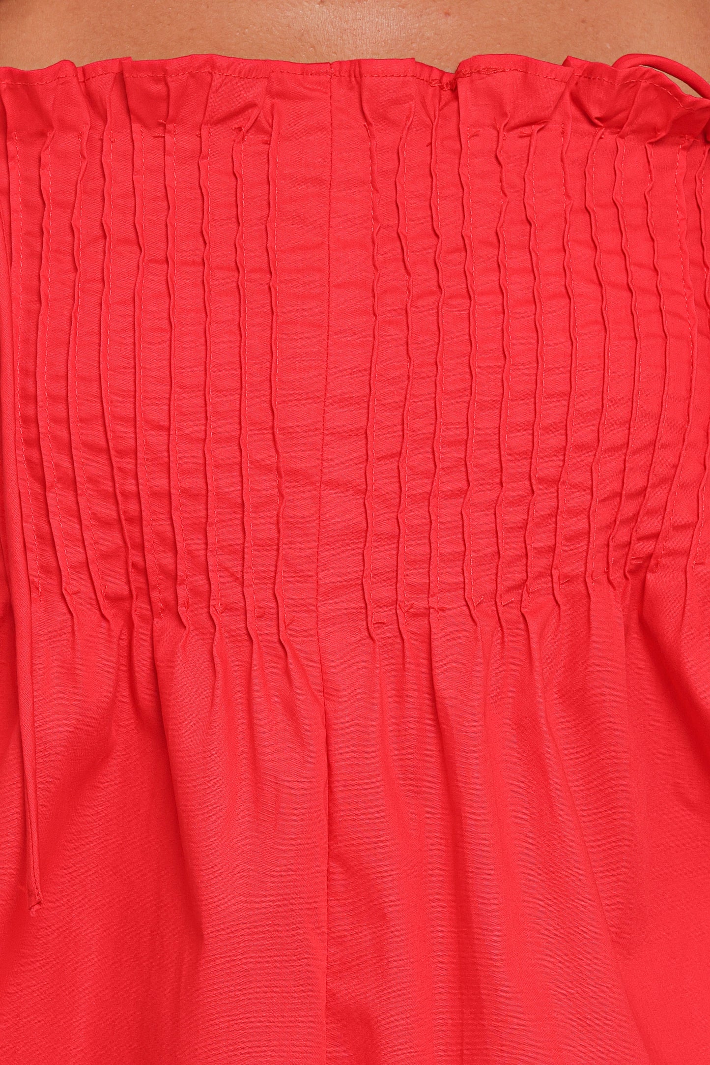 Liora Pleated Romper - Red