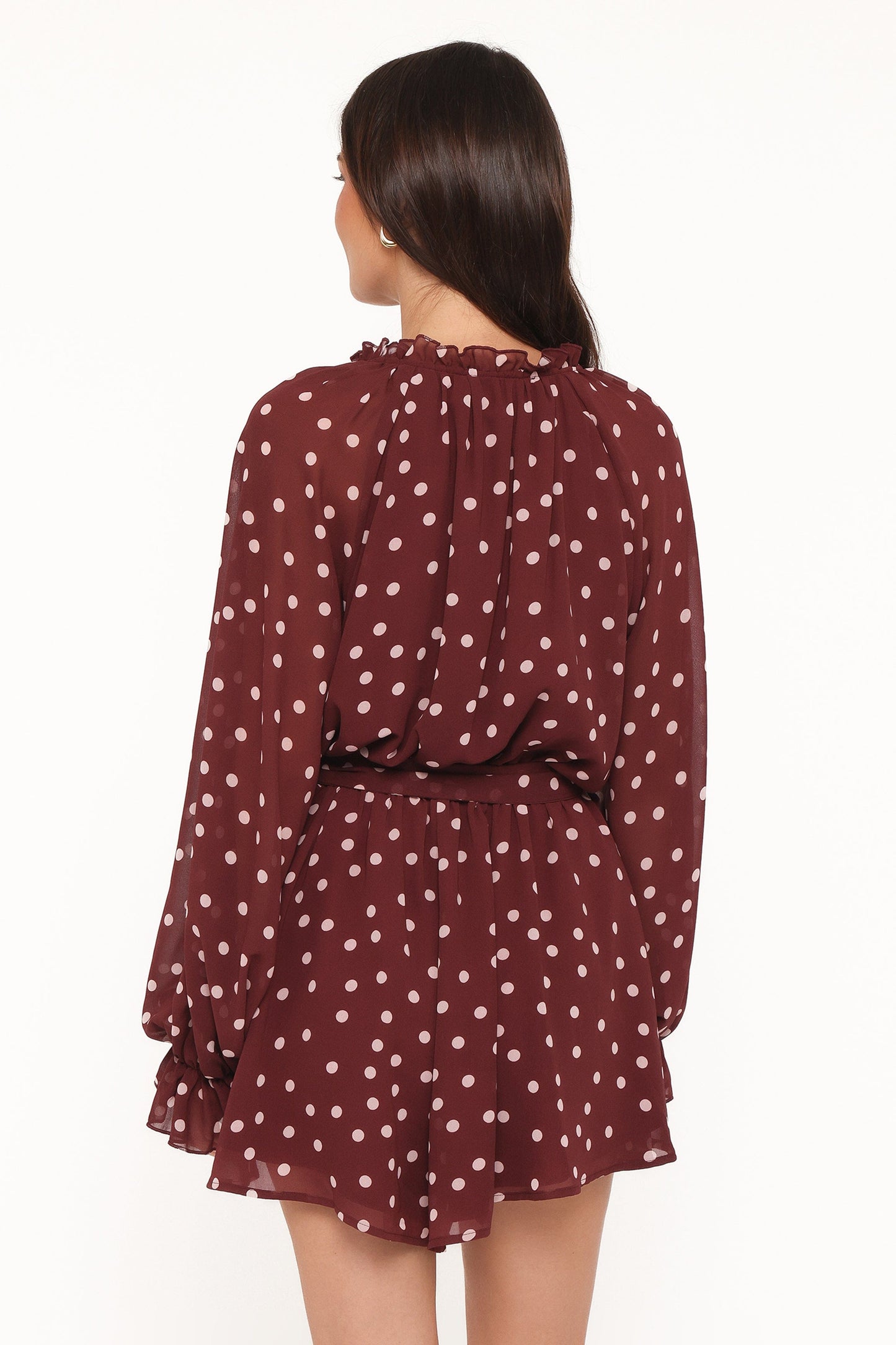 Michelle Romper - Burgundy Polka Dot