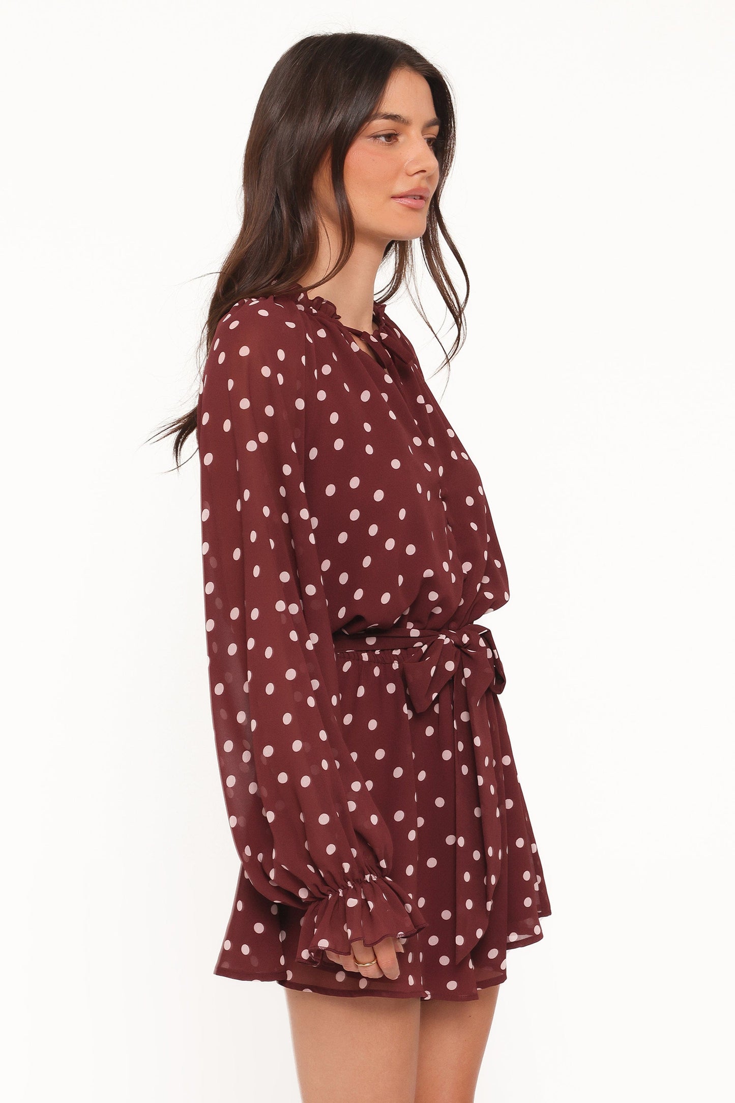 Michelle Romper - Burgundy Polka Dot