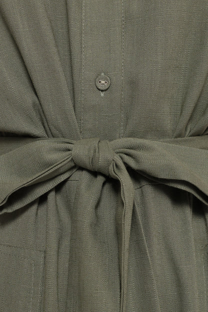 Minnie Waist Tie Jumpsuit - Olive