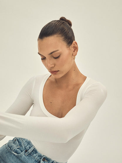 Carter Long Sleeve Top White