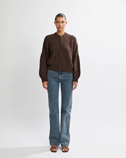 Elliot Knit Zip Jumper Chocolate